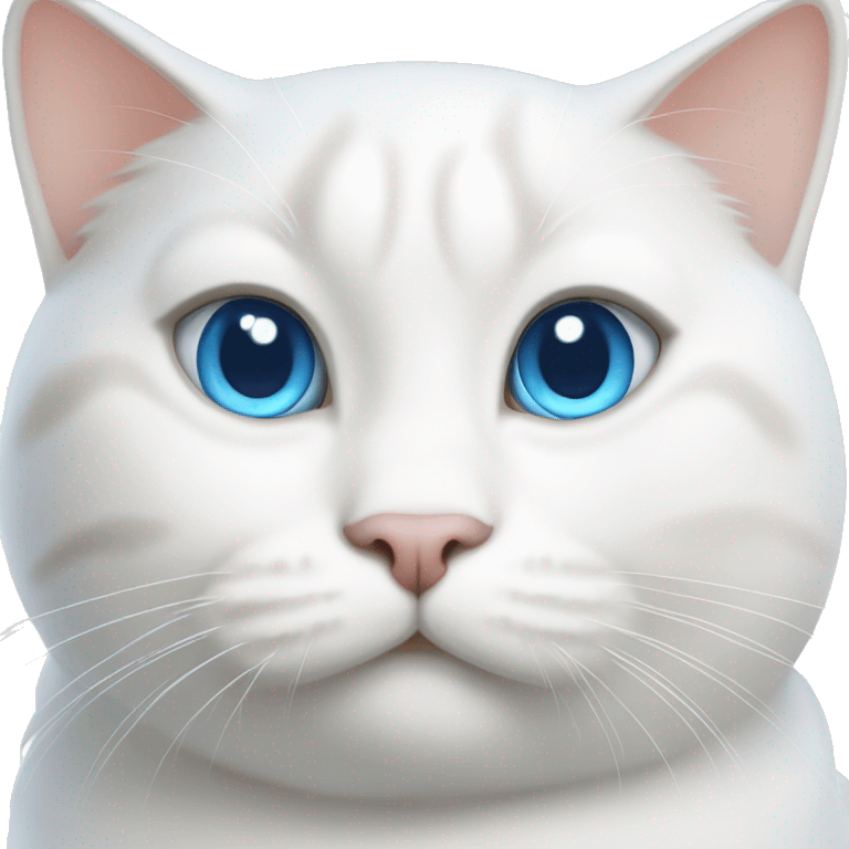 chubby white cat with blue eyes emoji