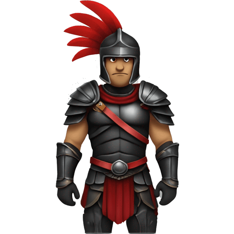 Fantasy spartan warrior male wearing detailed black armor with a red plumed helmet
 emoji