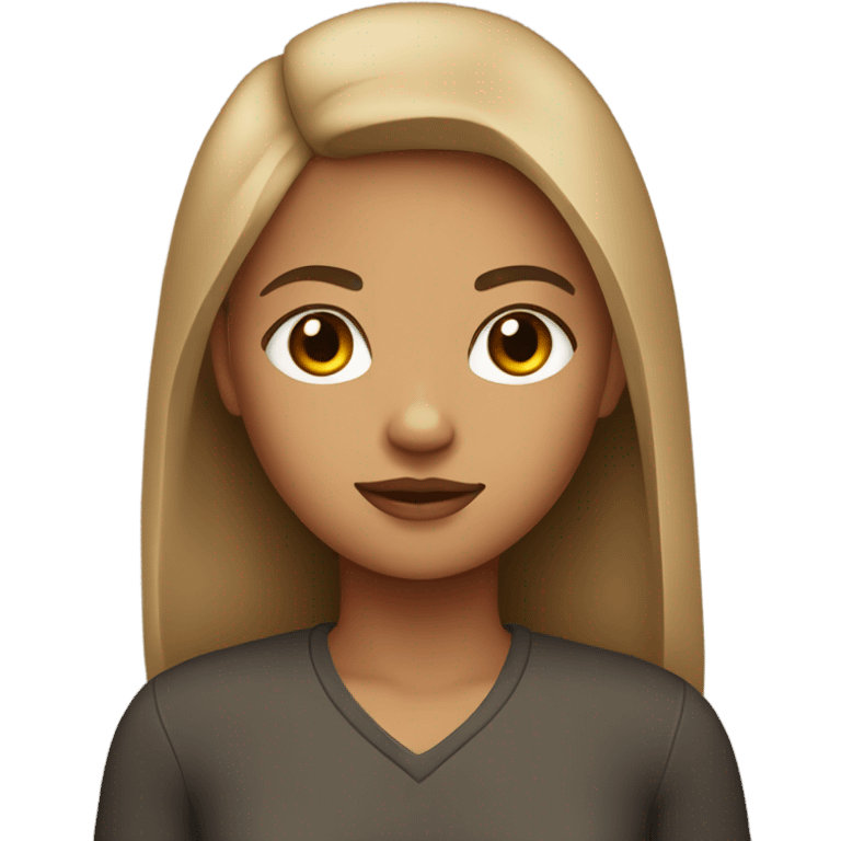 Girl with light brown skin with long wolf cut emoji