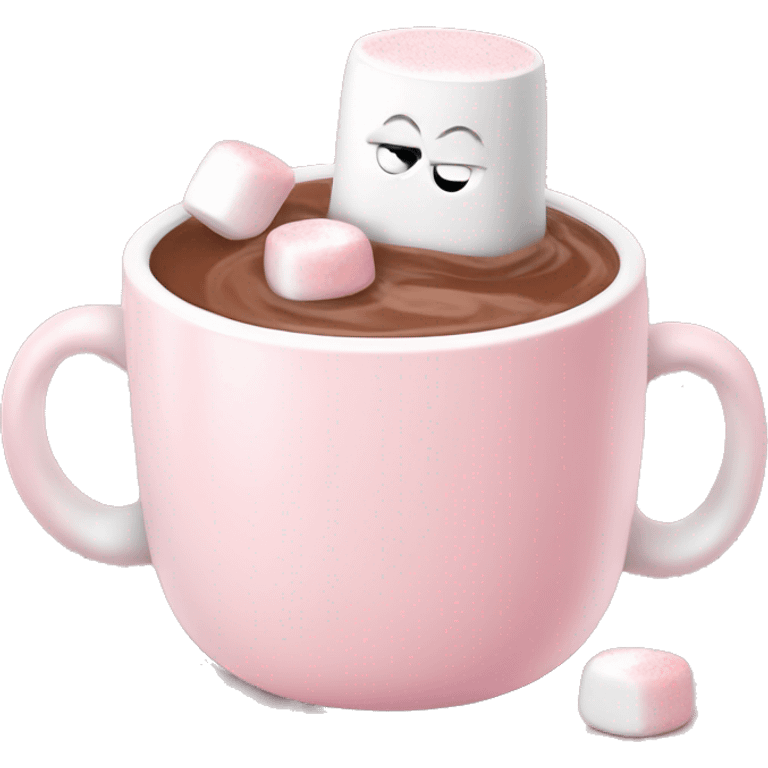 Light Pink mug of hot chocolate with marshmallows  emoji