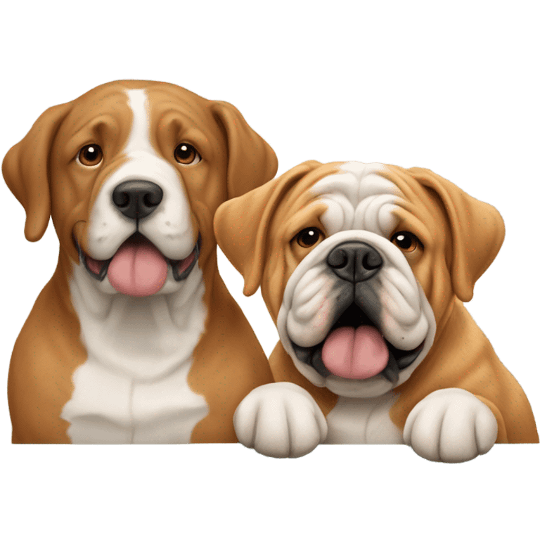 Ginger golden doodle and English bulldog emoji