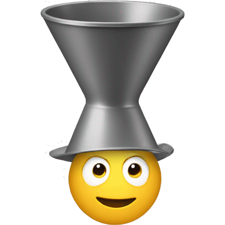 A funny men with a funnel upside down on his head emoji