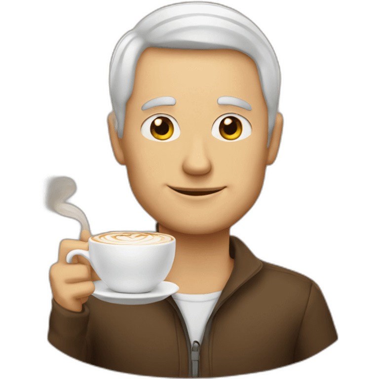 White man with cappuccino emoji