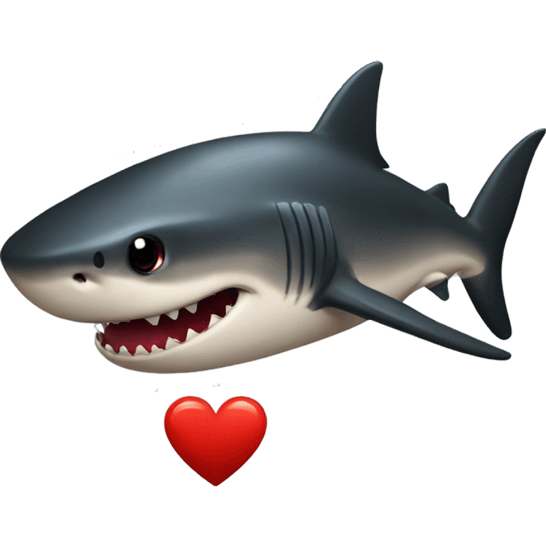 Black shark with red heart  emoji