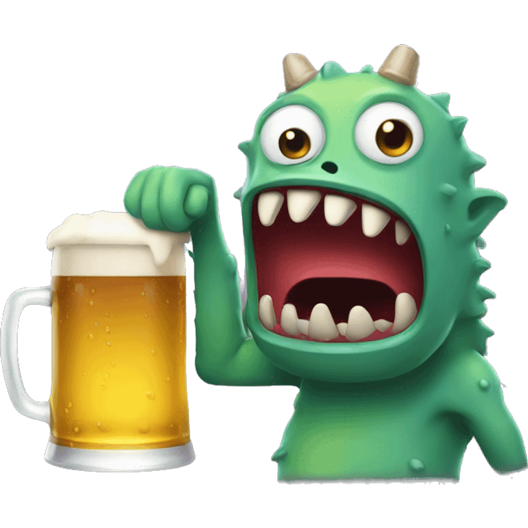 two funny monsters drinking beer emoji