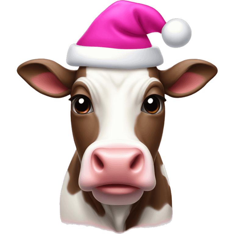 cow with a pink santa hat emoji