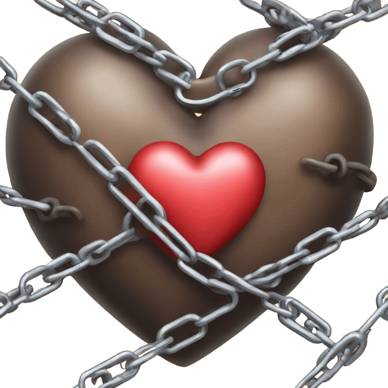 a heart, with a chain and padlock wrapped around emoji