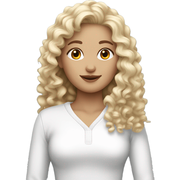 Curly blonde girl in skii clothes emoji