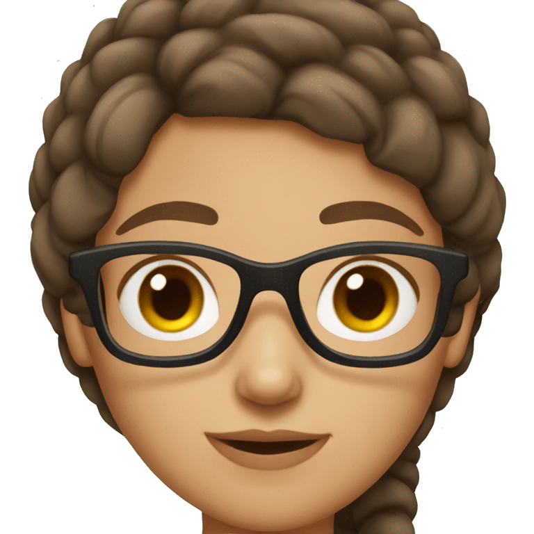 Girl with brown hair brown eyes and glasses emoji