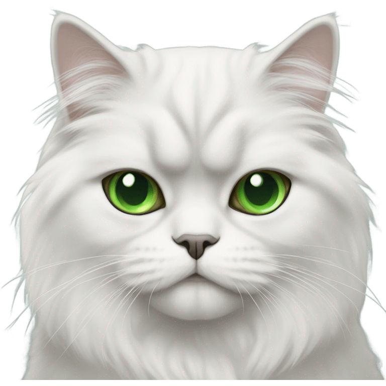 White and gray Persian cat with green eyes emoji