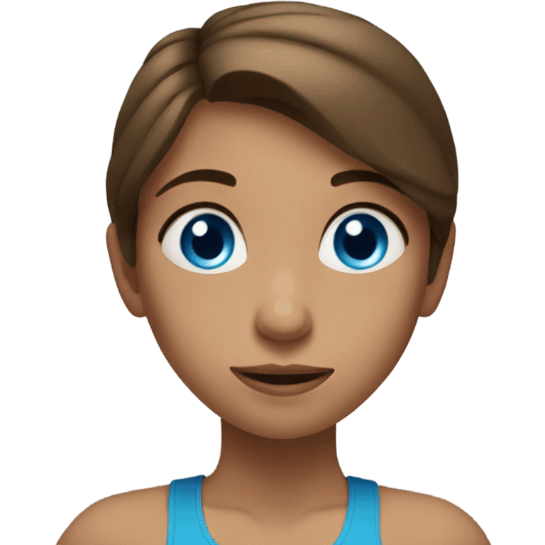 Girl lifting weights, brown hair and bright blue eyes  emoji