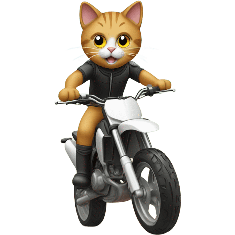 Cat riding Dirtbike wheelie emoji