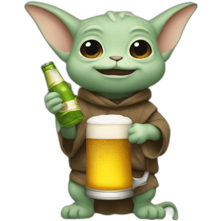 grogu holding a beer emoji