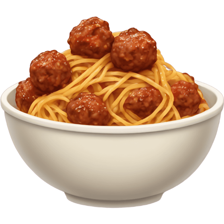 spaghetti with meatballs in a bowl emoji