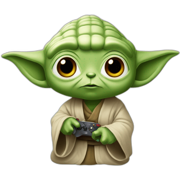 Yoda qui joue au jeu vidéo emoji