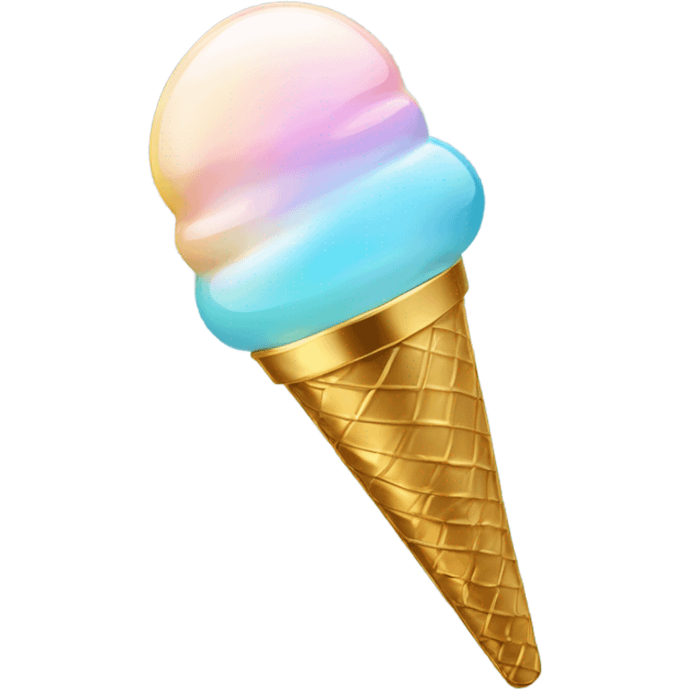 opal Crystal ice cream scoop on gold cone emoji