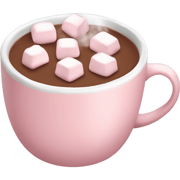 Light Pink mug of hot chocolate with marshmallows  emoji