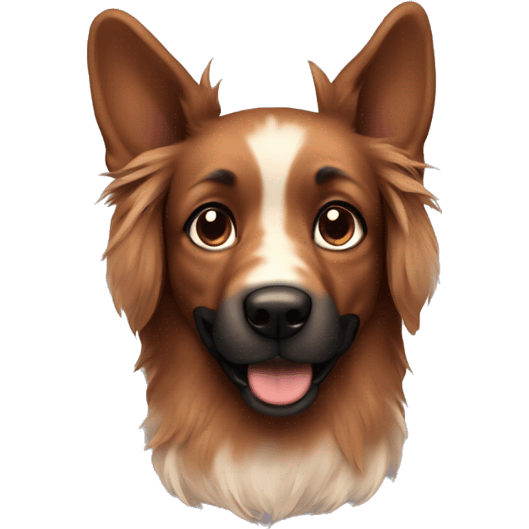 Brown dog with black spots and long fluffy ears emoji