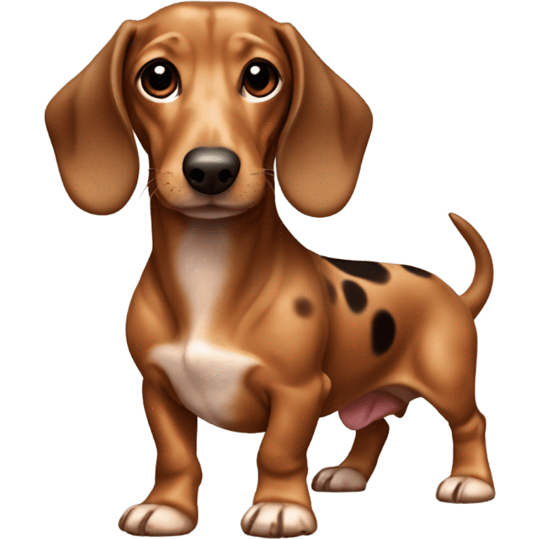 cute dachshund light brown with big dark brown spots showing full body emoji