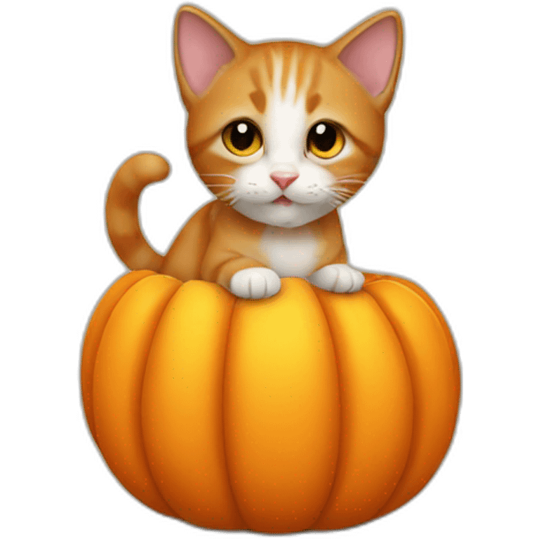 kitten in pumpkin emoji