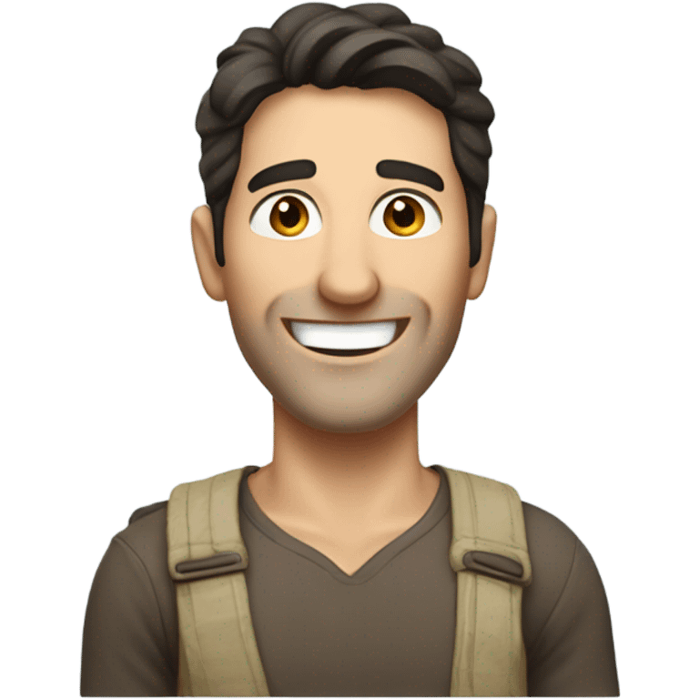 Man on an island - white guy with dark hair - not facial hair. Better teeth. More island  emoji