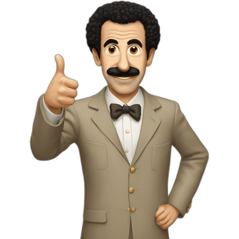 Borat very nice putting two thumbs up with five find on each hand emoji