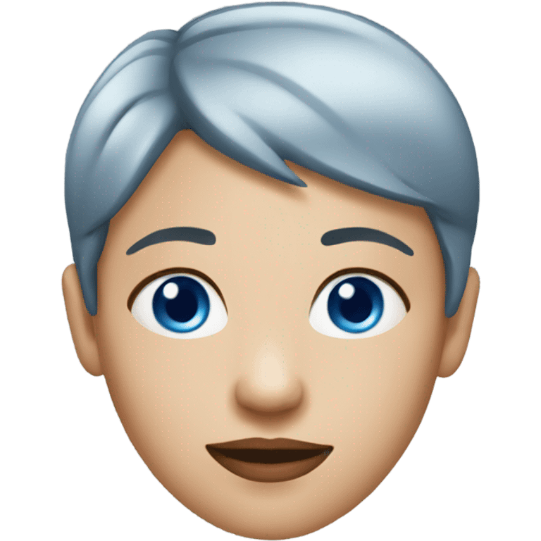 red woman face with blue eyes short hair emoji