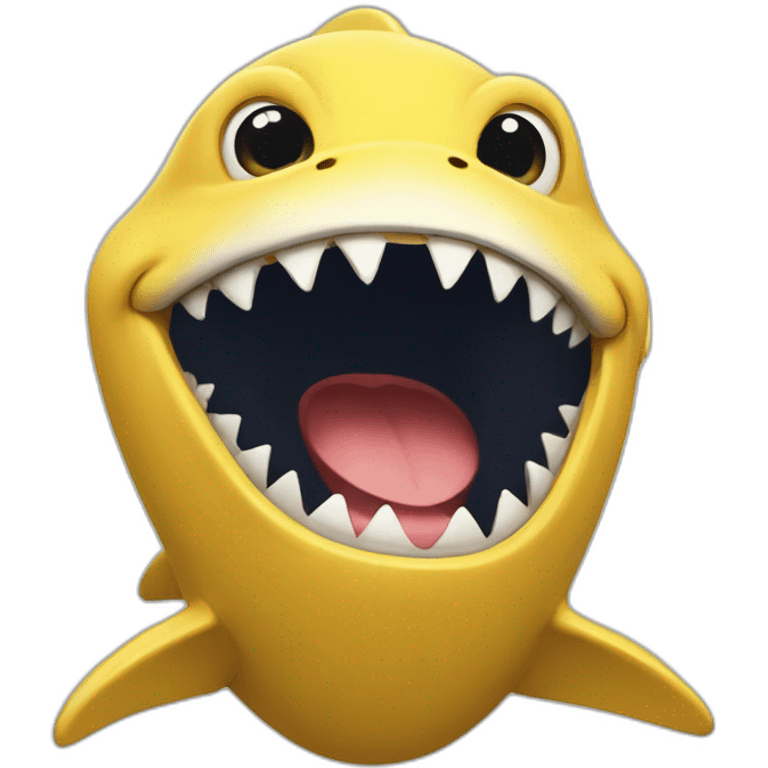 yellow shark laughing with closed mouth emoji