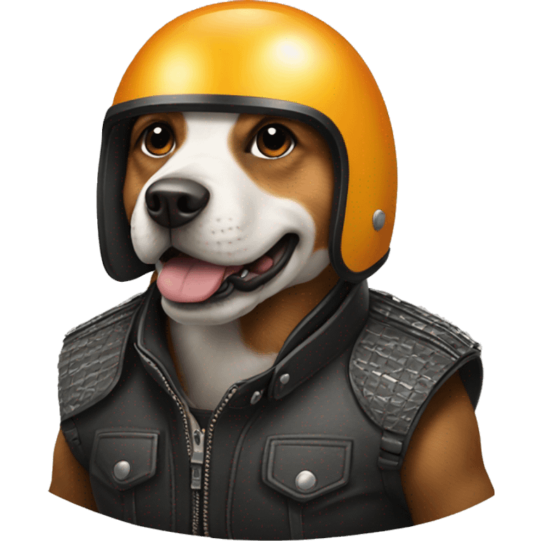 A dog with motorcyle helmet emoji