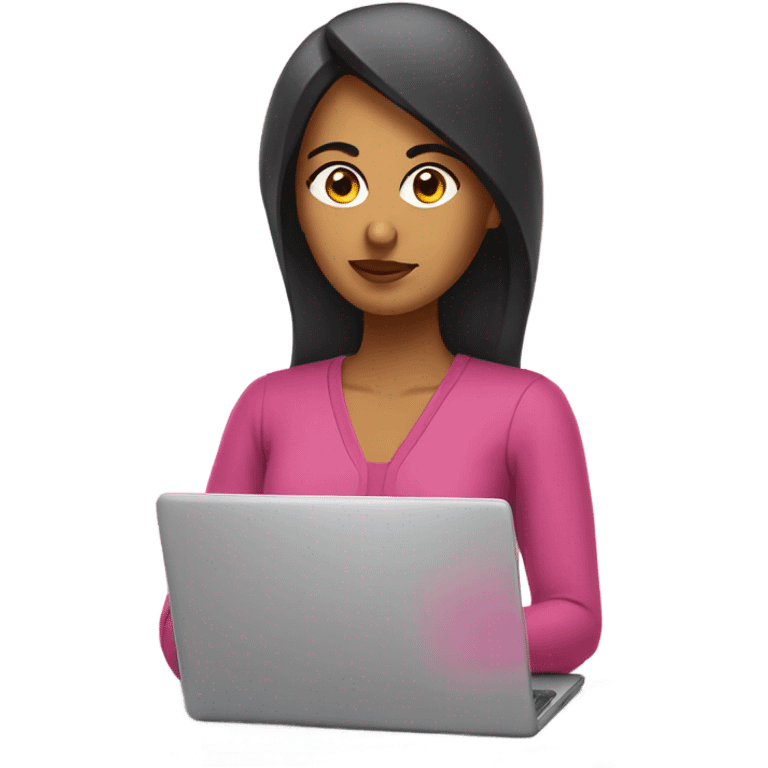 South Asian lady coding on pink laptop emoji