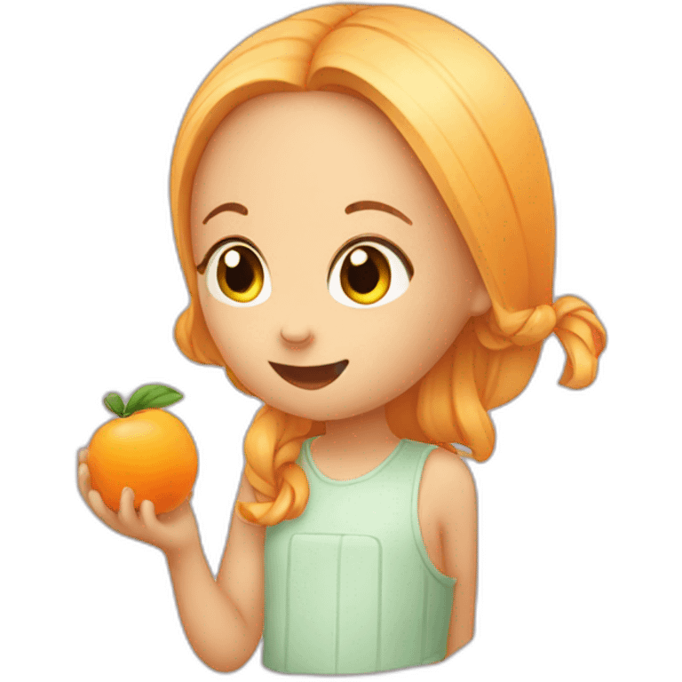 a girl eating apricot emoji