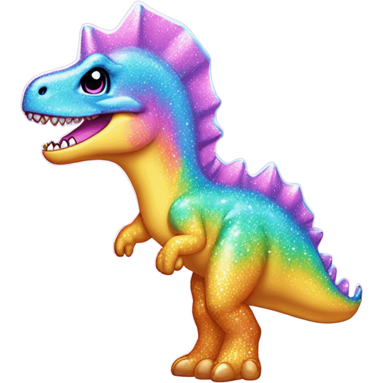 Lisa frank glitter pretty water dinosaur with fins emoji