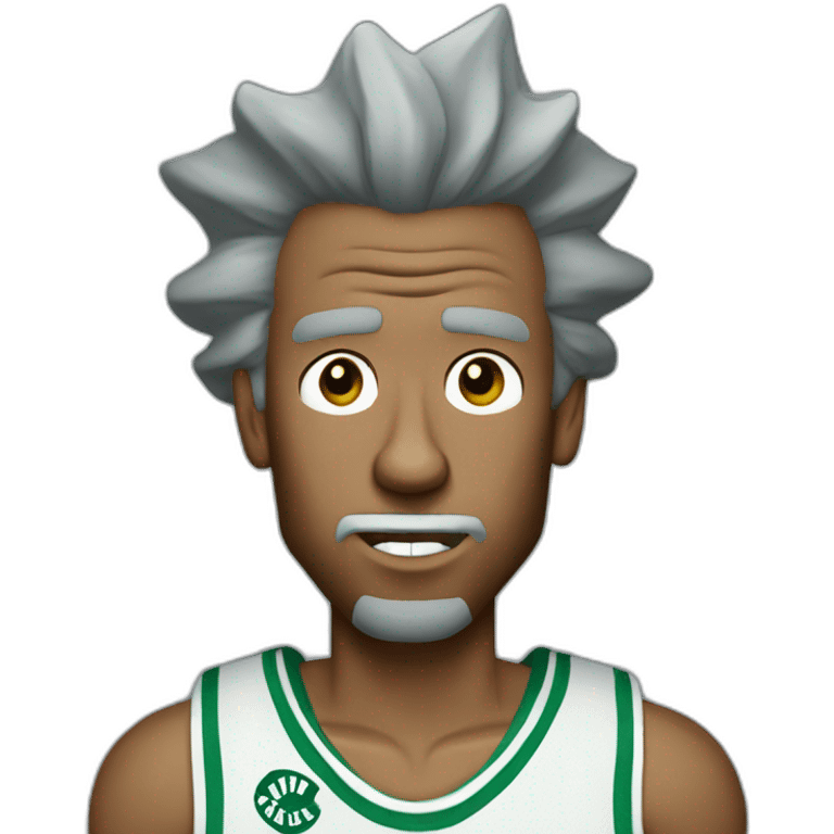 rick sanchez wearing green boston celtics jerssey emoji