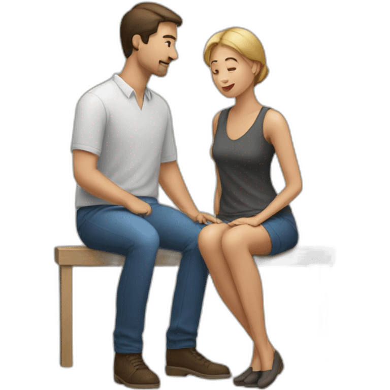 Man on knee facing  woman emoji