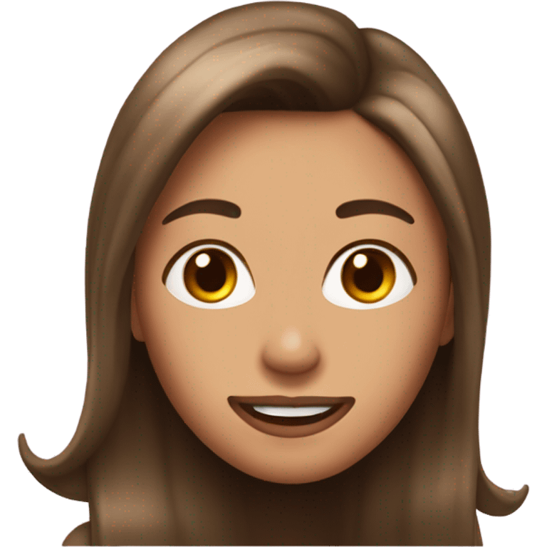 Brunette balayage long hair women silly face emoji