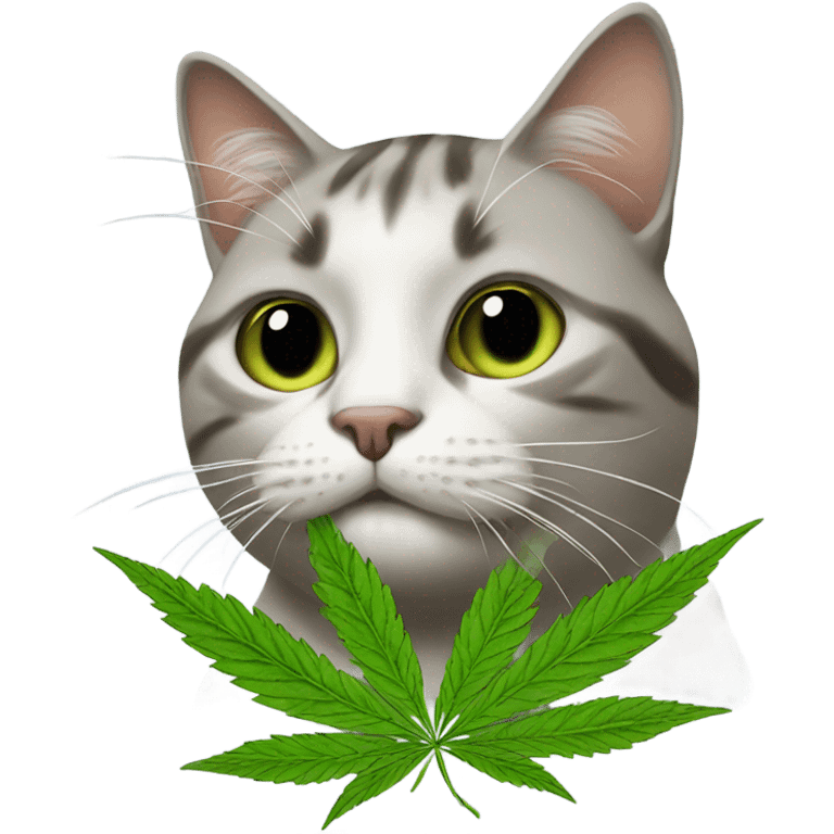 Cat with weed emoji