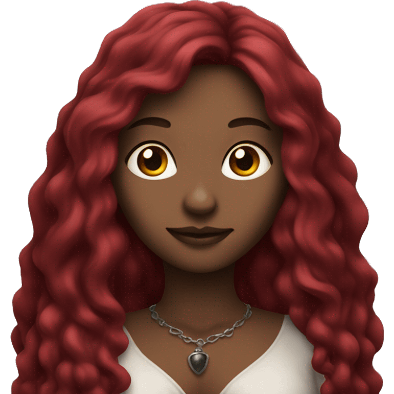 beautiful long haired witch, red, black, burgundy emoji