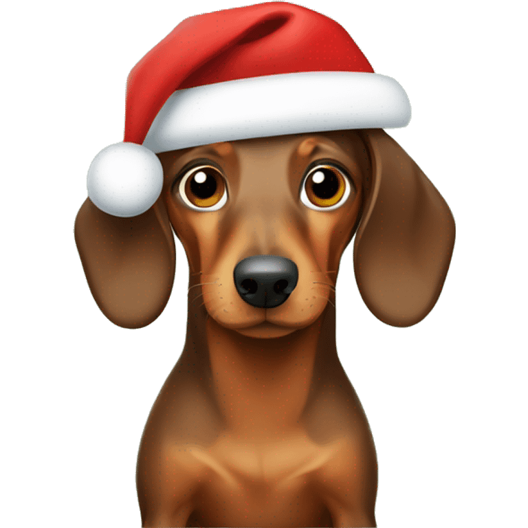 Brown Dachshund under Christmas tree emoji