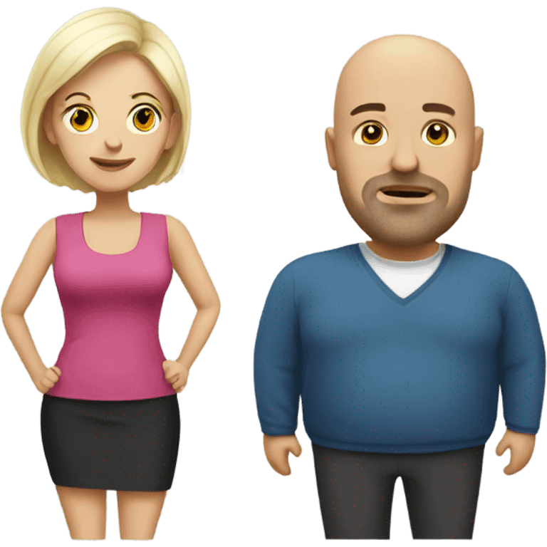 Bald Guy with fat wife  emoji