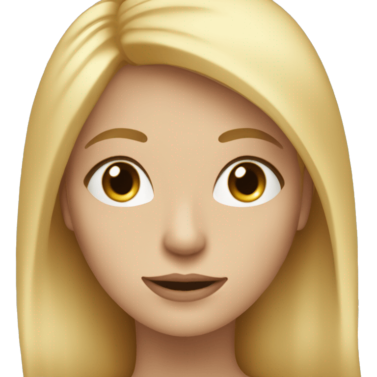 Vrouw met blond haar tot midde blauwe ogen emoji