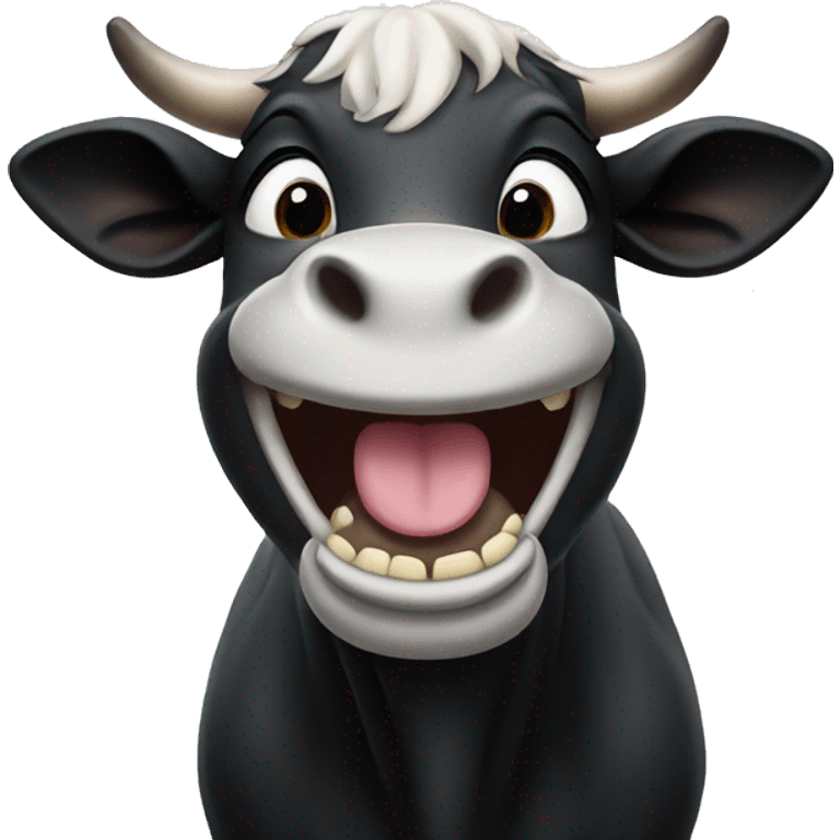 Black cow laughing emoji