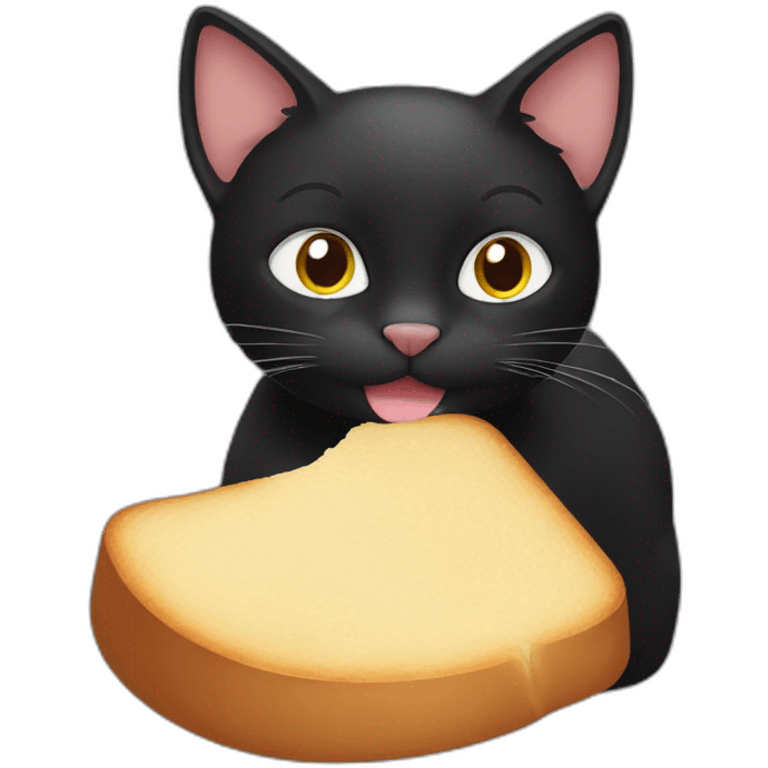 black cat eating bread emoji