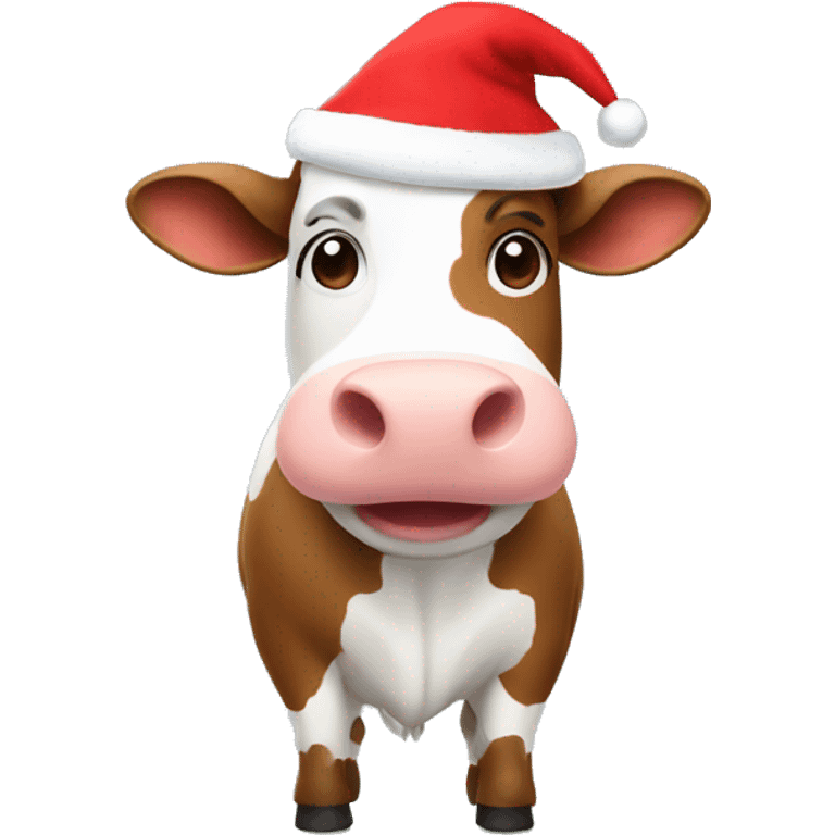 cow with christmas hat emoji