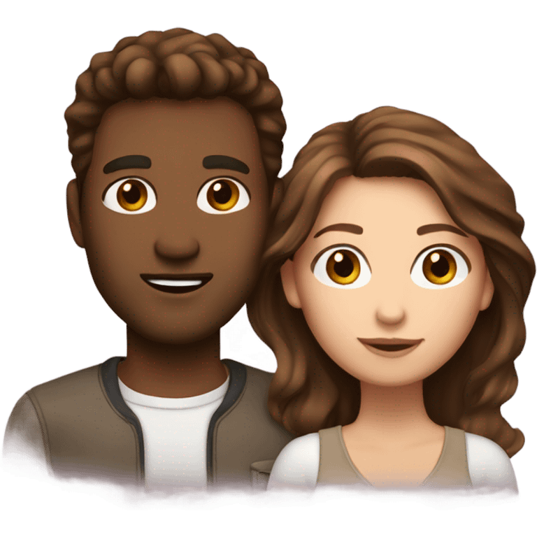 Couple with brown hair brown eyes emoji