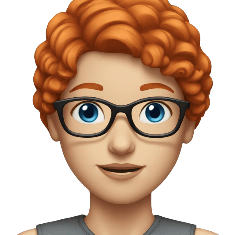 Red-hair-girl blue-eyes with glasses emoji