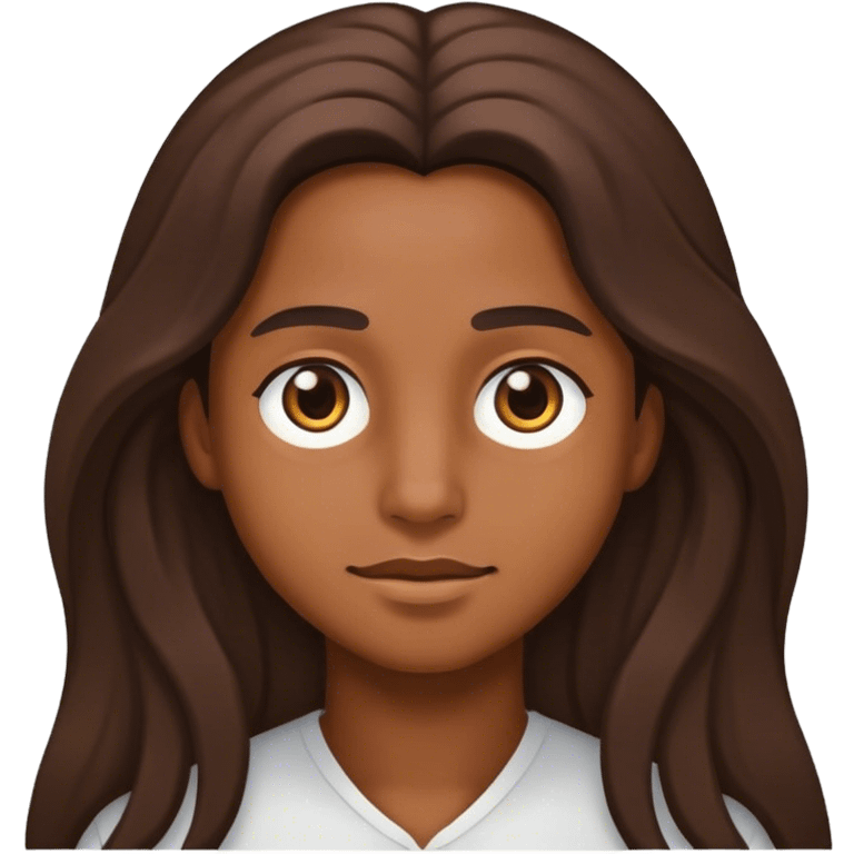 brown skin, brown eyes, long hair emoji