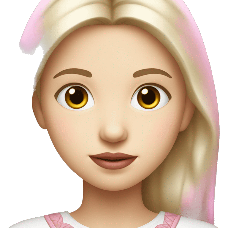 slavic girl with little smile, white skin and pink light lips emoji