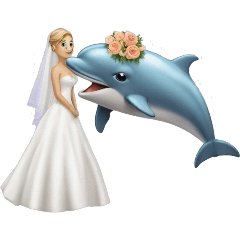 A dolphin in the wedding emoji