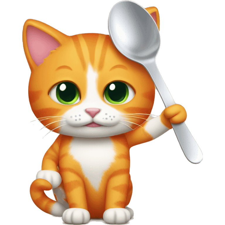 Orange cat holding spoon emoji