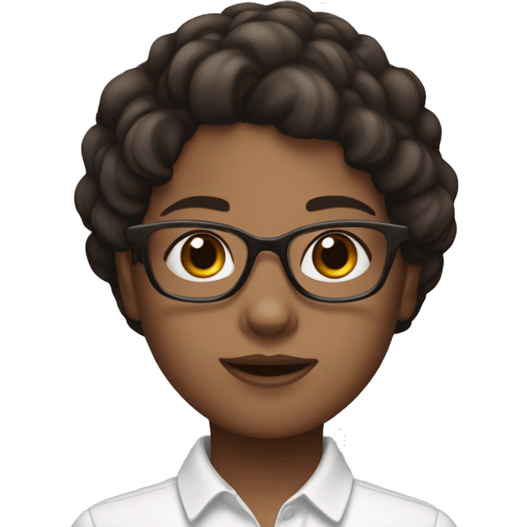 Girl with white skin, dark brown hair and brown eyes and glasses emoji